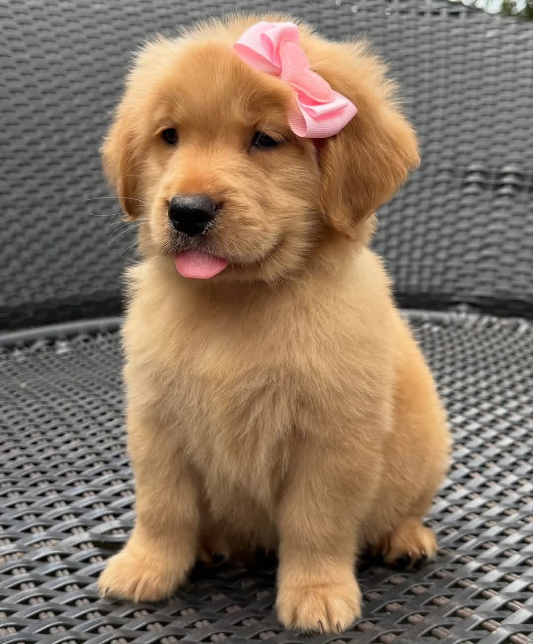 Golden Retriever puppies and family