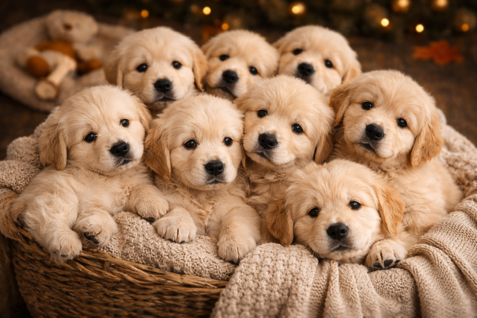 Happy Golden Retriever with family outdoors